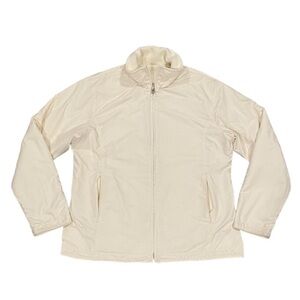 London Fog Reversible Full Zip Jacket Women’s Size Medium Cream Fleece Lined